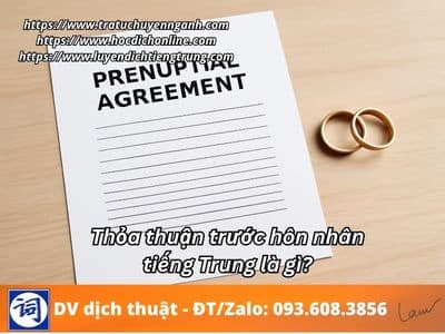 Thỏa thuận trước hôn nhân tiếng Trung là gì? 11 Thỏa thuận trước hôn nhân tiếng Trung là gì?
